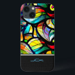 Colorful Abstract Swirls Stained Glass Look iPhone 13 Case<br><div class="desc">Colorful abstract swirls with stained-glass look. Custom and optional monogram with modern geometric pattern on the bottom.</div>