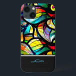 Colorful Abstract Swirls Stained Glass Look iPhone 13 Case<br><div class="desc">Colorful abstract swirls with stained-glass look. Custom and optional monogram with modern geometric pattern on the bottom.</div>