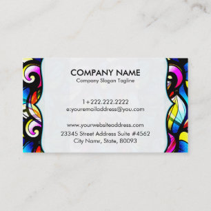 Colorful Abstract Swirls Stained Glass Template 2 Business Card