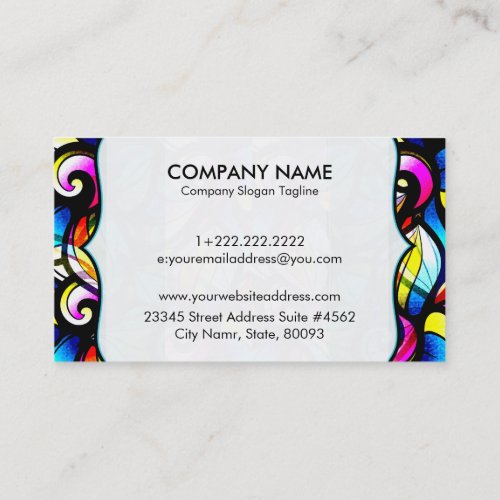 Colorful Abstract Swirls Stained Glass Template 2 Business Card