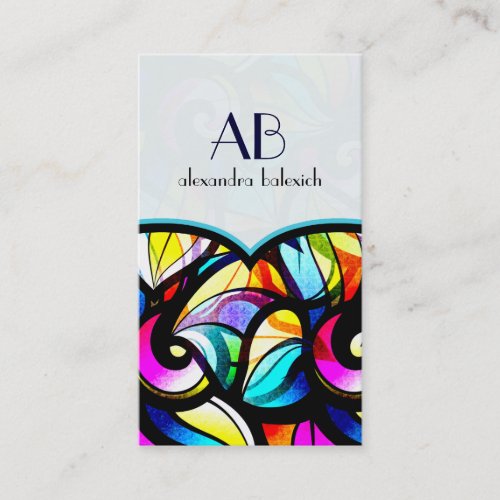 Colorful Abstract Swirls Stained Glass Template Business Card