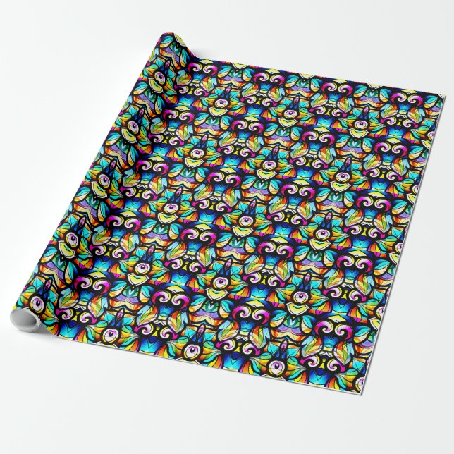 Colorful Abstract Swirls Wrapping Paper (Unrolled)