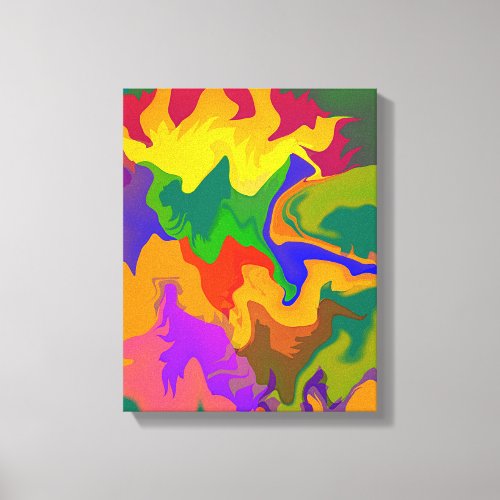 Colorful Abstract Swirly Groovy Camouflage Canvas Print