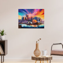 Colorful Abstract Sydney Australia Skyline Poster
