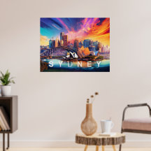 Colorful Abstract Sydney Australia Skyline Poster