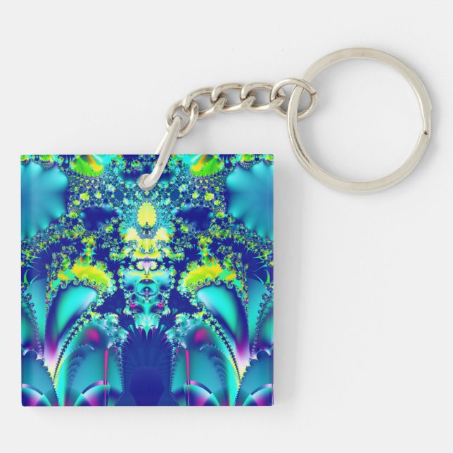 Colorful Abstract Symmetrical Fractal Keychain (Back)