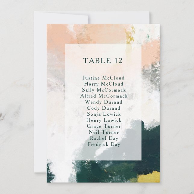 Colorful Abstract Table Number Seating Chart (Front)