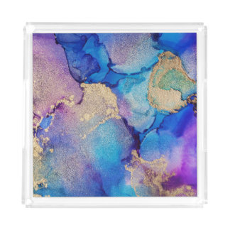 Colorful Abstract: Textured Oil Painting. Acrylic Tray