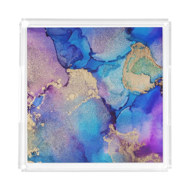 Colorful Abstract: Textured Oil Painting. Acrylic Tray (Front)