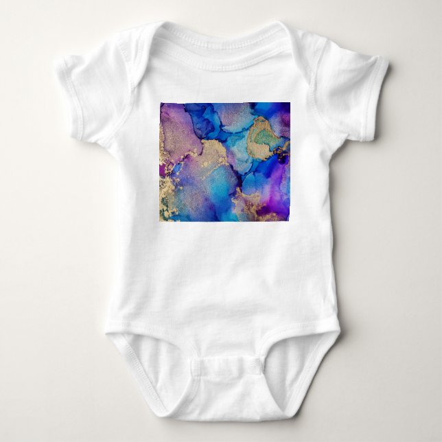 Colorful Abstract: Textured Oil Painting. Baby Bodysuit (Front)