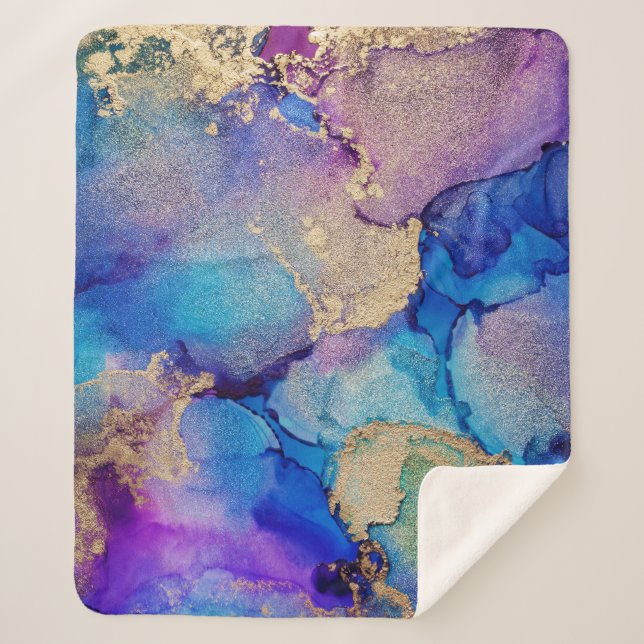 Colorful Abstract: Textured Oil Painting. Sherpa Blanket (Front)