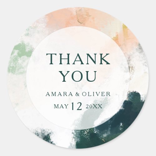 Colorful Abstract Thank You Wedding Favor Sticker