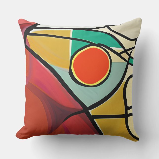 Colorful Abstract Throw Pillow (Front)