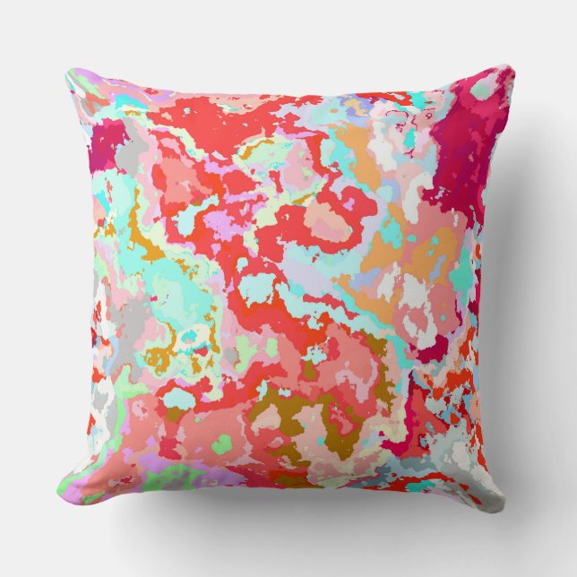 Colorful Abstract Throw Pillow (Front)