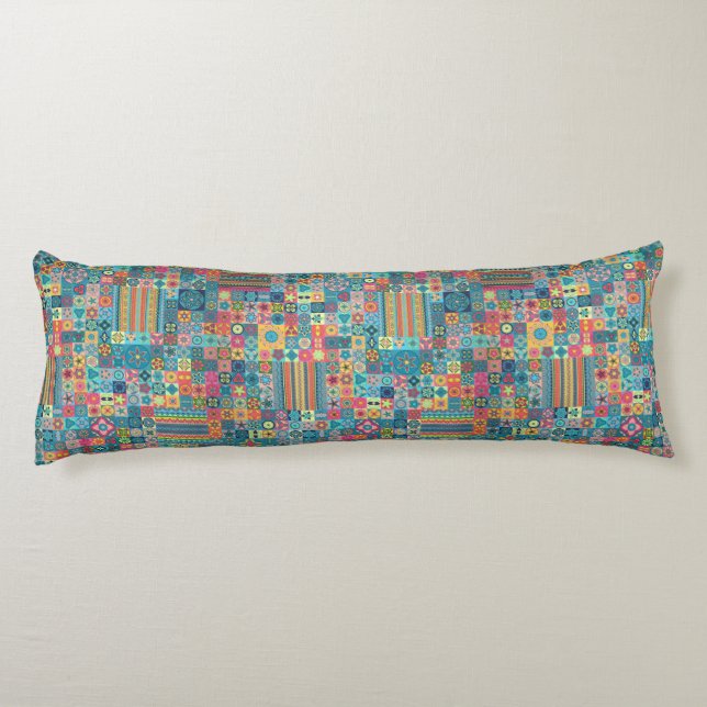Colorful abstract tile pattern design body pillow (Back)