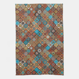 Colorful abstract tile pattern design kitchen towel