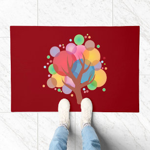 Colorful Abstract Tree of Life Modern Art Doormat