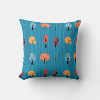 Colorful Abstract Tree Seamless Pattern Throw Pillow