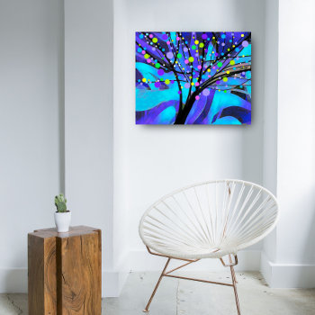 Colorful Abstract Tree Turquoise And Purple Modern Faux Canvas Print by annpowellart at Zazzle