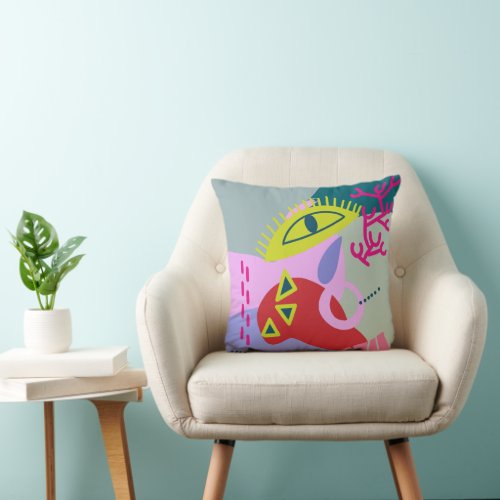 Colorful abstract trendy modern cute Throw Pillow