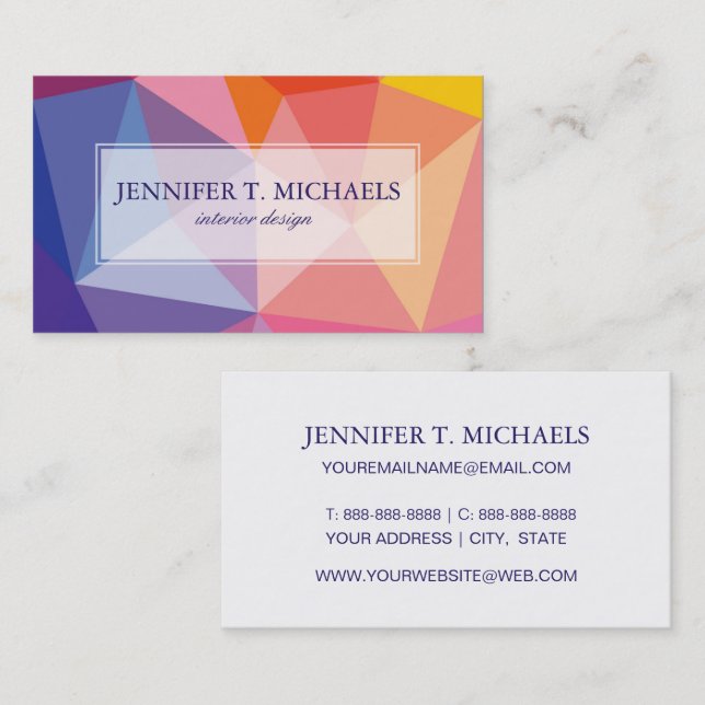 Colorful Abstract Triangle Pattern Business Card (Front/Back)