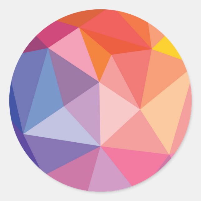 Colorful Abstract Triangle Pattern Classic Round Sticker (Front)