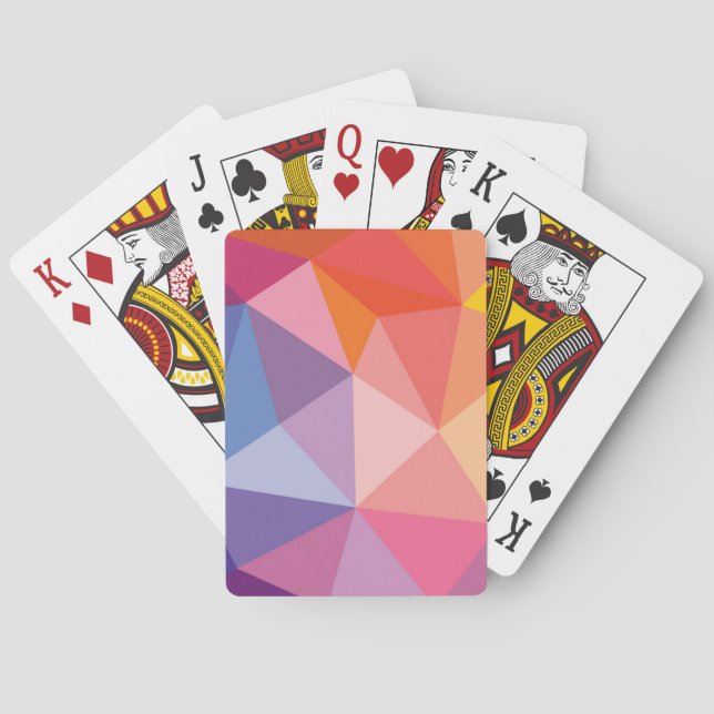 Colorful Abstract Triangle Pattern Poker Cards (Back)