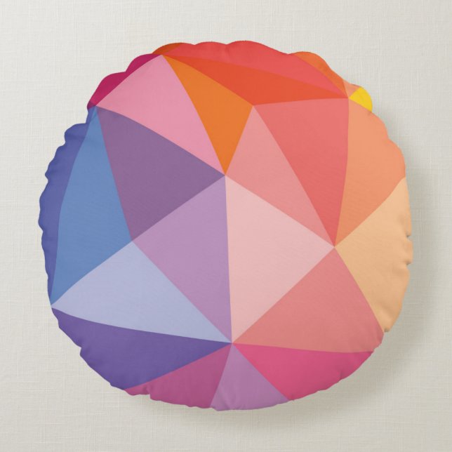 Colorful Abstract Triangle Pattern Round Pillow (Front)