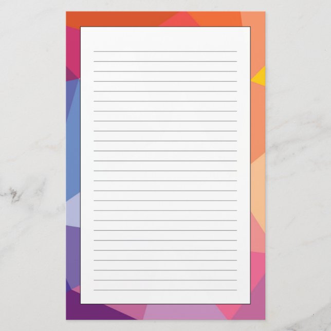 Colorful Abstract Triangle Pattern Stationery (Front)