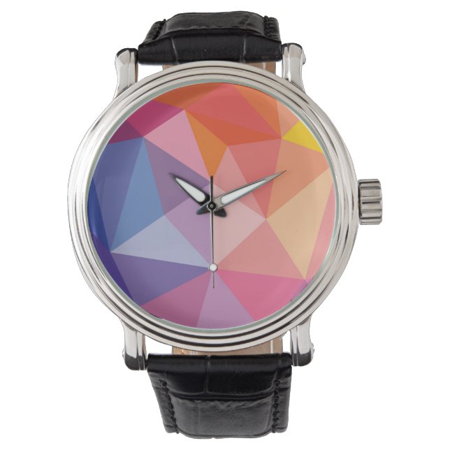 Colorful Abstract Triangle Pattern Watch (Front)