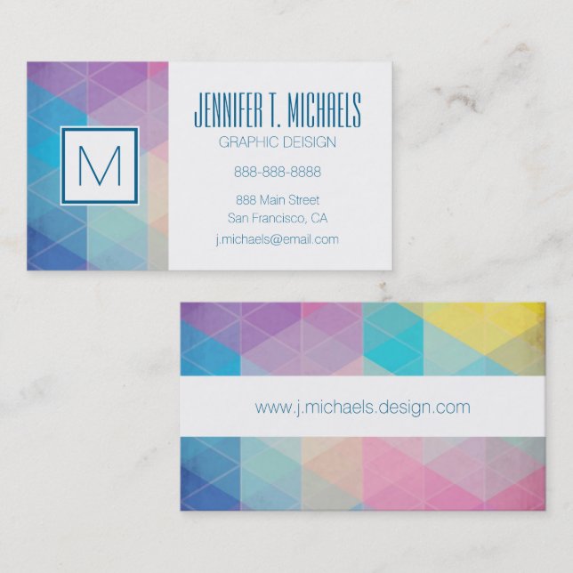 Colorful abstract triangles background business card (Front/Back)