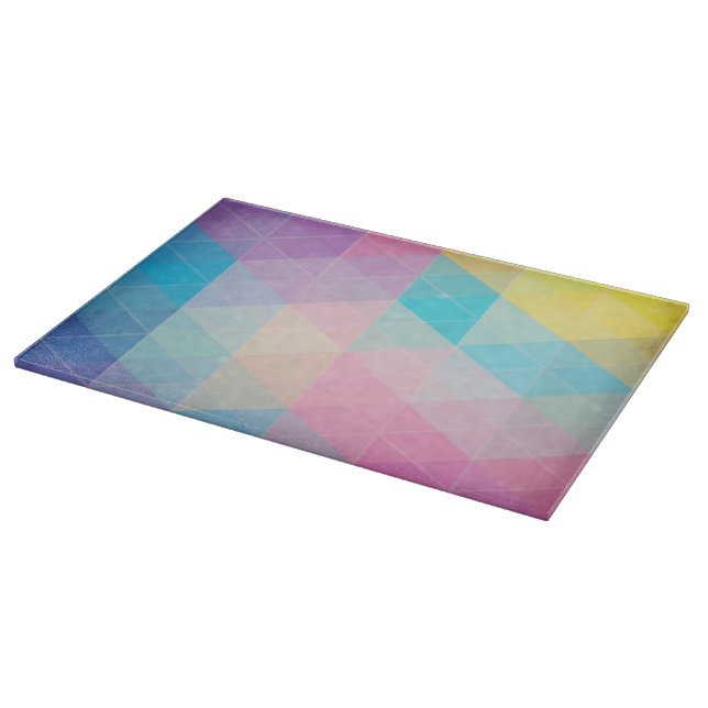 Colorful abstract triangles background cutting board (Corner)