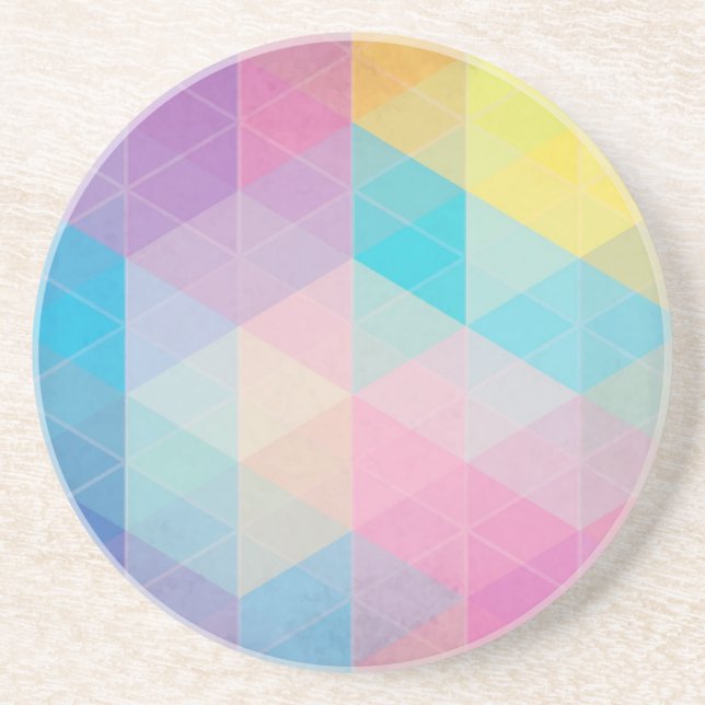 Colorful abstract triangles background drink coaster (Front)