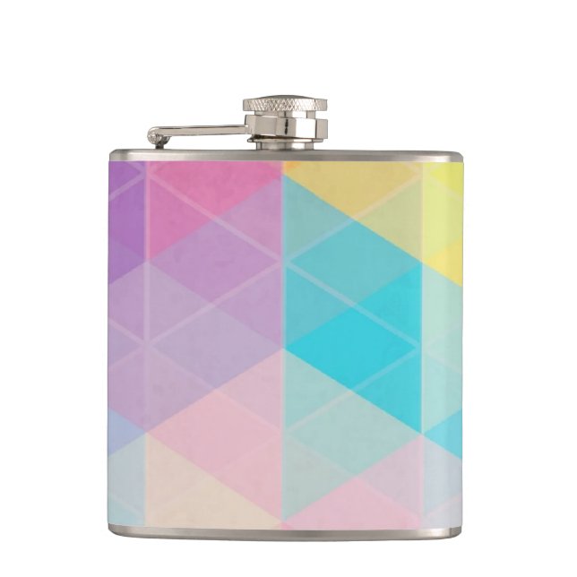 Colorful abstract triangles background hip flask (Front)