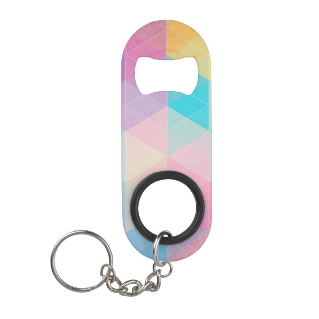 Colorful abstract triangles background keychain bottle opener (Front)