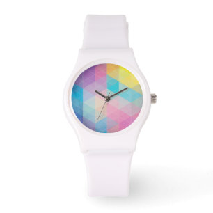 Colorful abstract triangles background watch