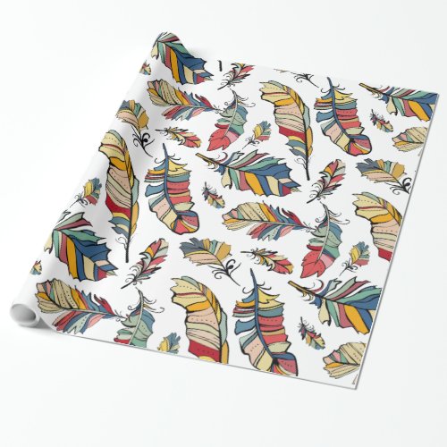 Colorful Abstract Tribal Feathers Wrapping Paper