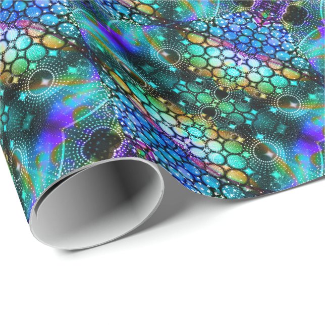 Colorful Abstract Trippy Kaleidoscope Pattern Wrapping Paper (Roll Corner)