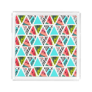 Colorful Abstract Tropical Pattern Acrylic Tray