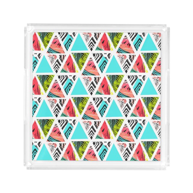 Colorful Abstract Tropical Pattern Acrylic Tray (Front)