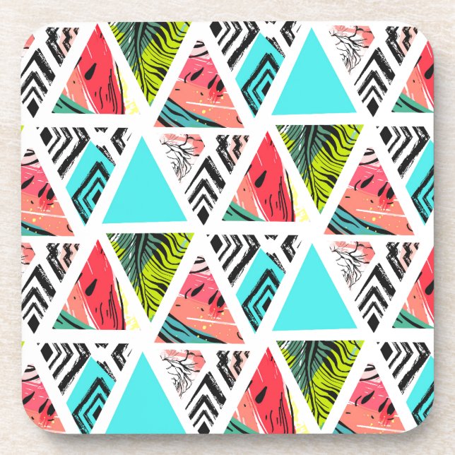 Colorful Abstract Tropical Pattern Coaster (Front)