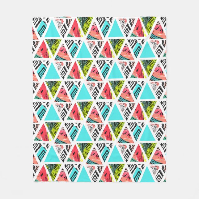 Colorful Abstract Tropical Pattern Fleece Blanket (Front)