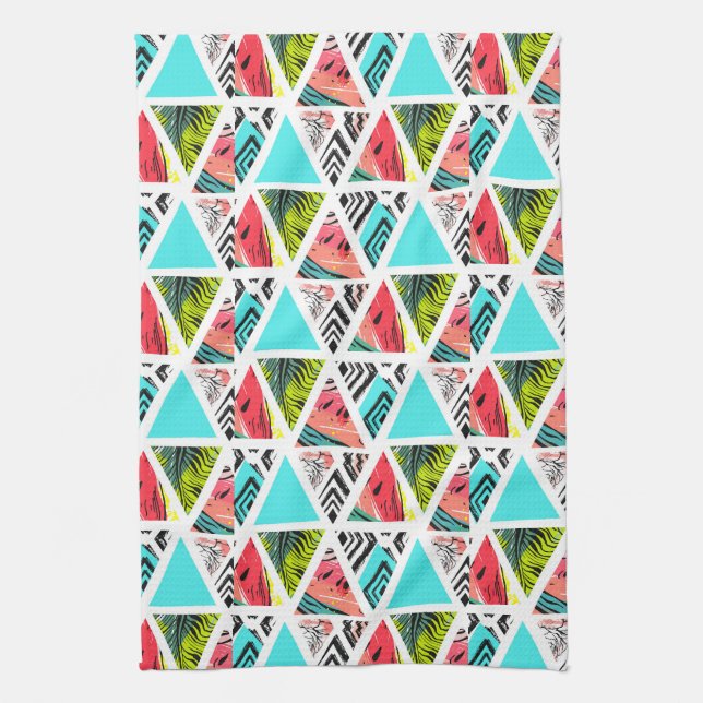Colorful Abstract Tropical Pattern Kitchen Towel (Vertical)