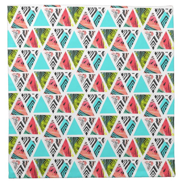 Colorful Abstract Tropical Pattern Napkin (Front)