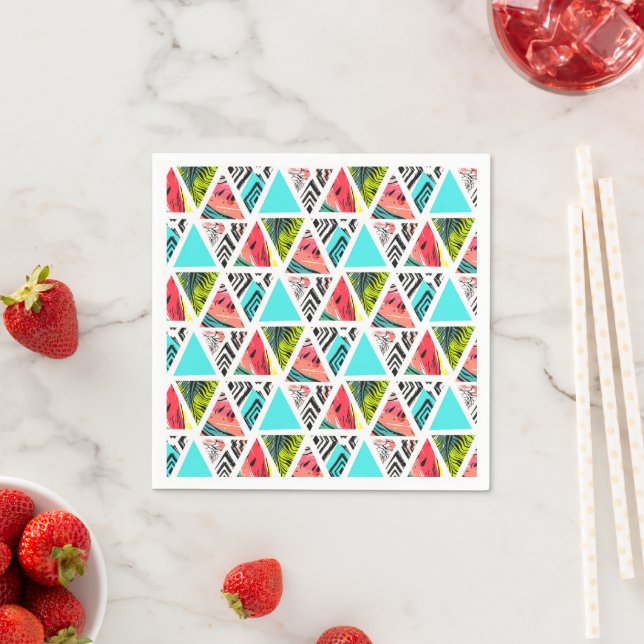 Colorful Abstract Tropical Pattern Napkins (Insitu)