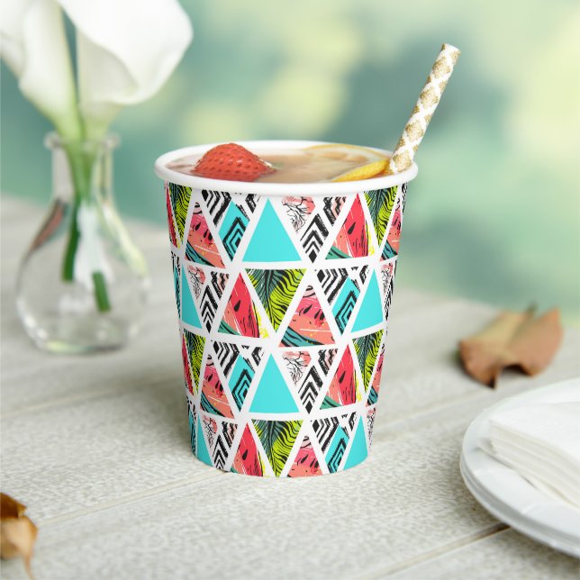 Colorful Abstract Tropical Pattern Paper Cups (Insitu)