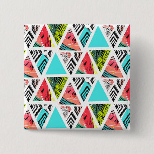 Colorful Abstract Tropical Pattern Pinback Button