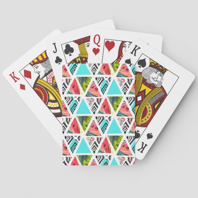 Colorful Abstract Tropical Pattern Poker Cards (Back)