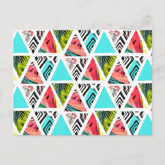 Colorful Abstract Tropical Pattern Postcard (Front)