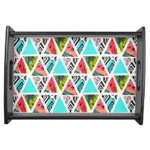 Colorful Abstract Tropical Pattern Serving Tray